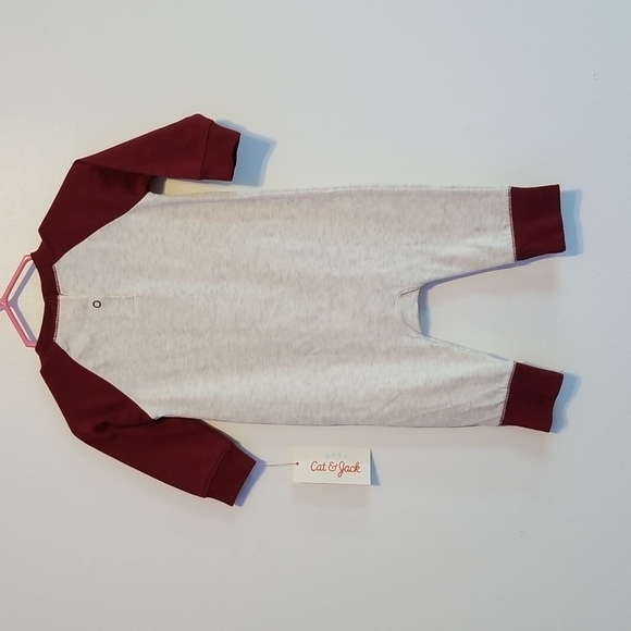 2/$15 CAT & Jack Baby Boys 3-6 Months Heather Gray/Maroon Bear Romper One Piece - Picture 6 of 6